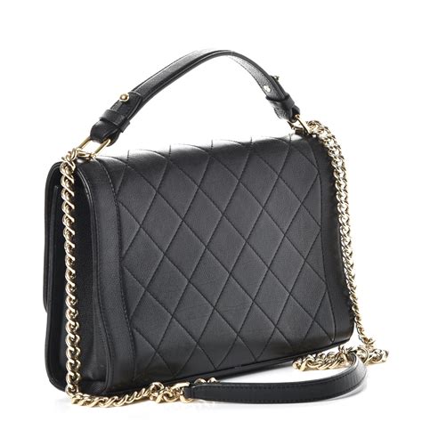 CHANEL Grained Calfskin Quilted Medium Label 